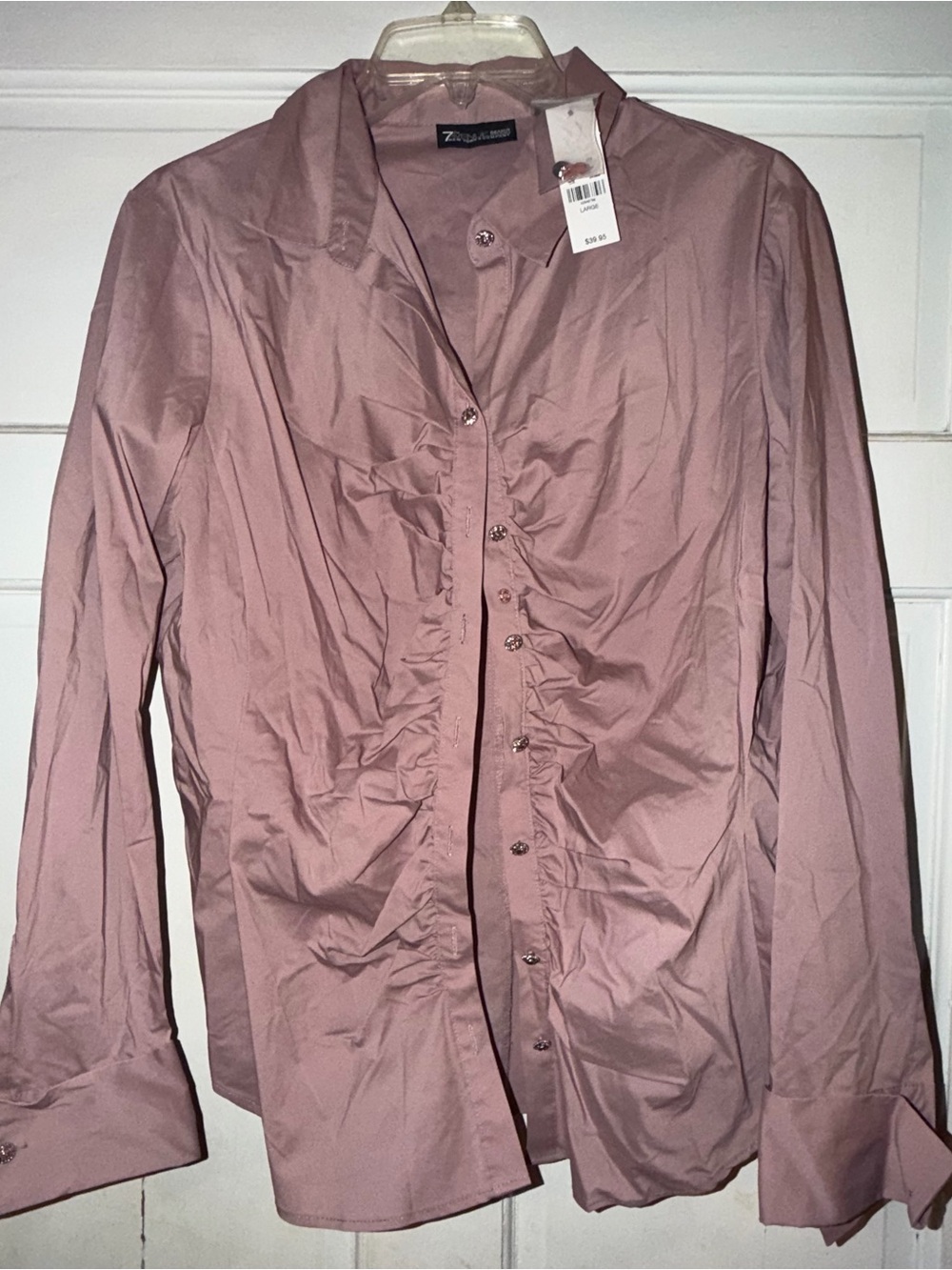 7th Avenue New York & Company Dusty Rose Button-Up Blouse - Picture 2 of 2